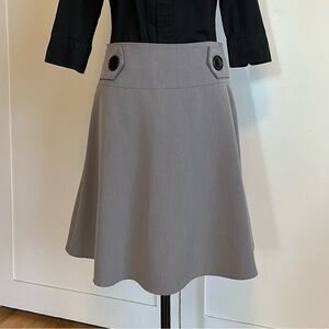 Gray A-Line Skirt with Black Button Accents